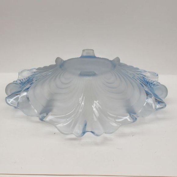 Cambridge Glass Blue Alpine CAPRICE 4 Footed Oval Ruffled Console Bowl - Picture 4 of 4